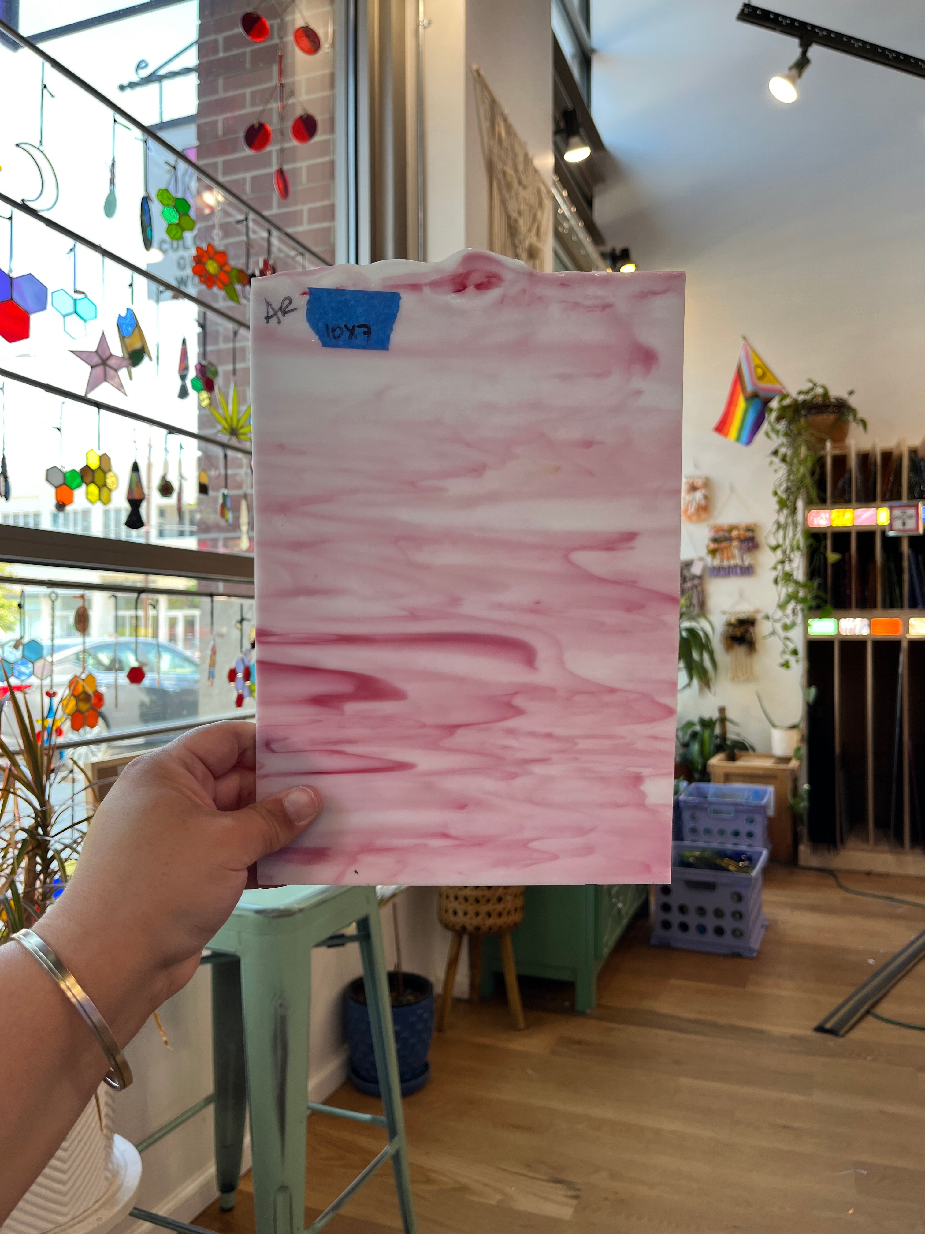 Armstrong Pink and White Wispy Discontinued (S) Sheet Glass Armstrong   