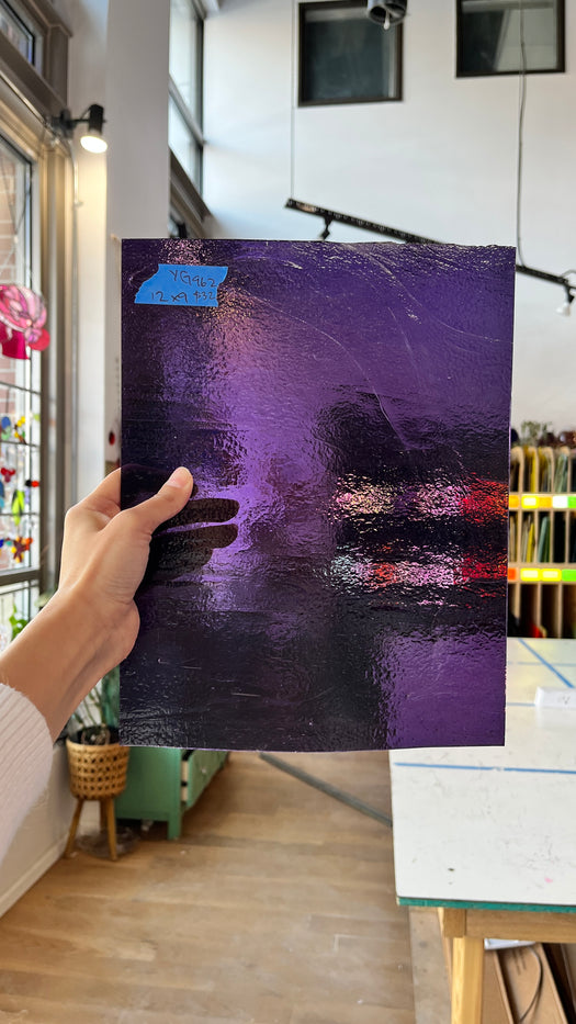 Purple Textured Youghiogheny Fusible 96 COE Sheet Glass Colorado Glassworks YG962 (12x9in)