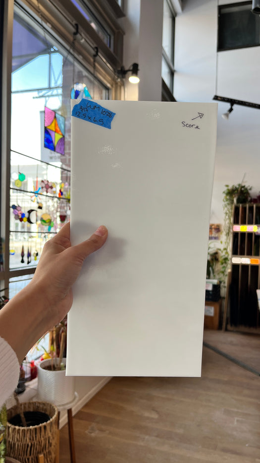 Solid White Opaque Wissmach Sheet Glass Colorado Glassworks WM1028 (12.5x6.5in) (Score Line)