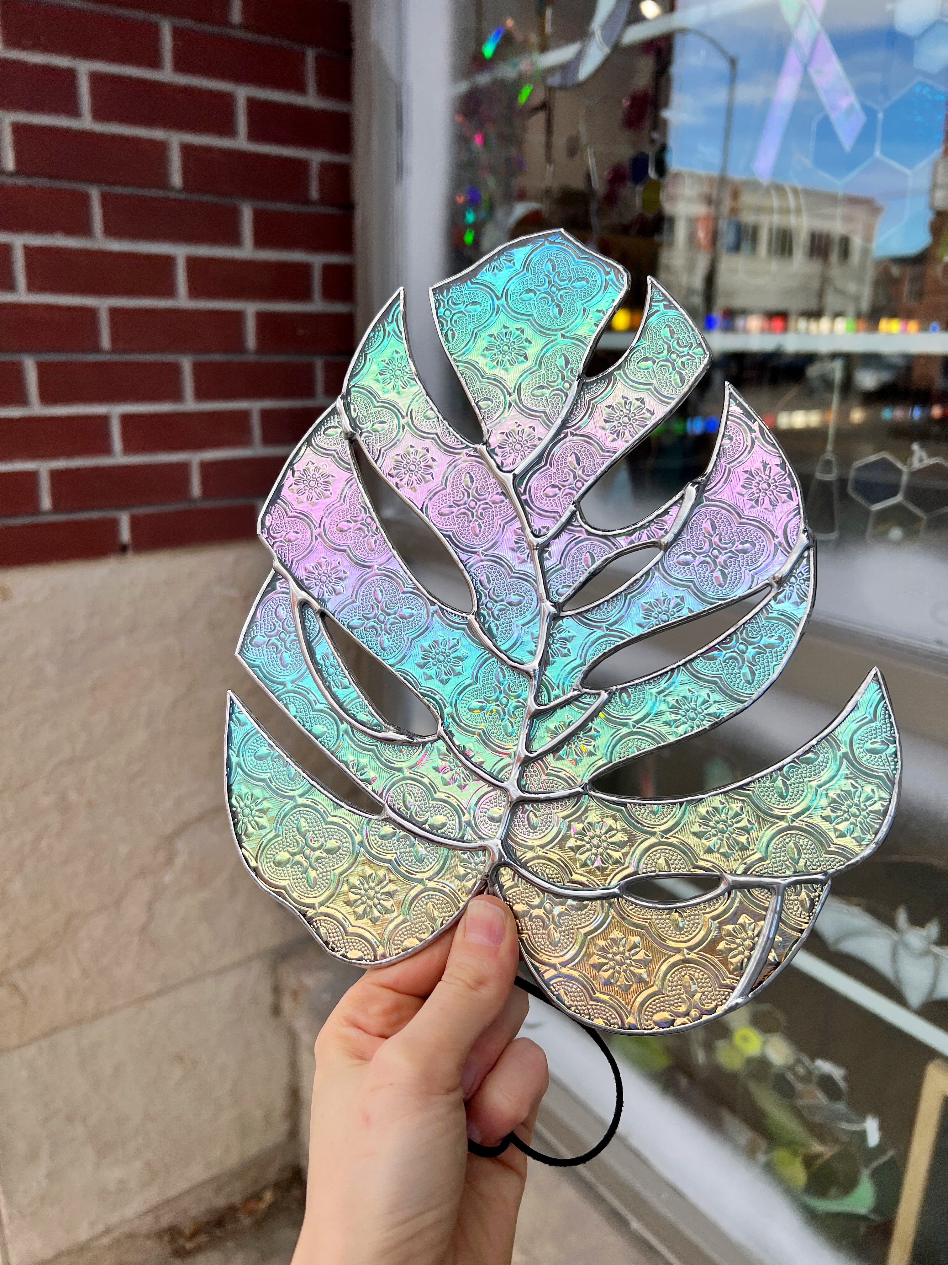 Rainbow Lace Monstera 5 Finished Pieces Colorado Glassworks