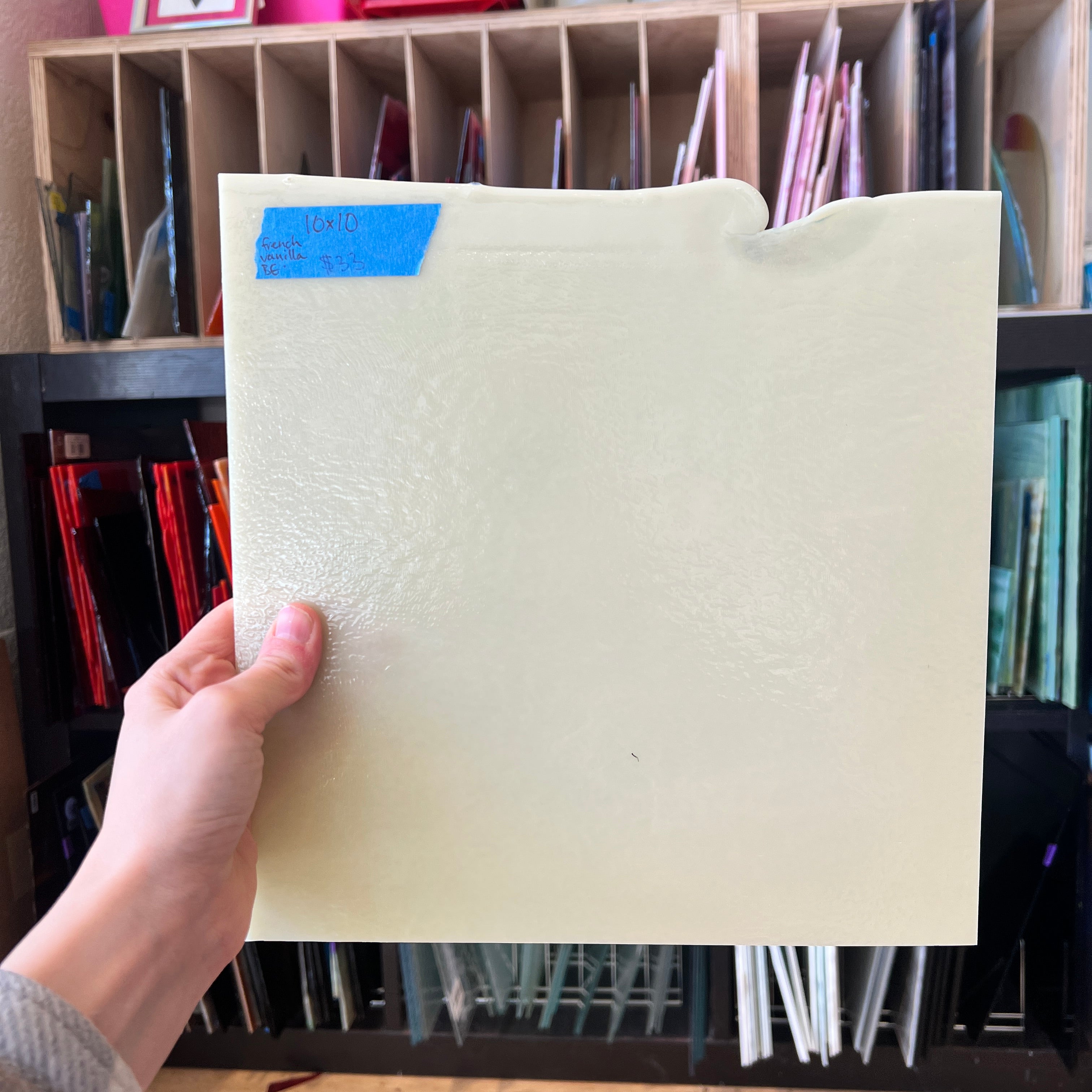 Bullseye French Vanilla 90 COE Sheet Glass Colorado Glassworks BE-FRENCHVAN (10x10in)