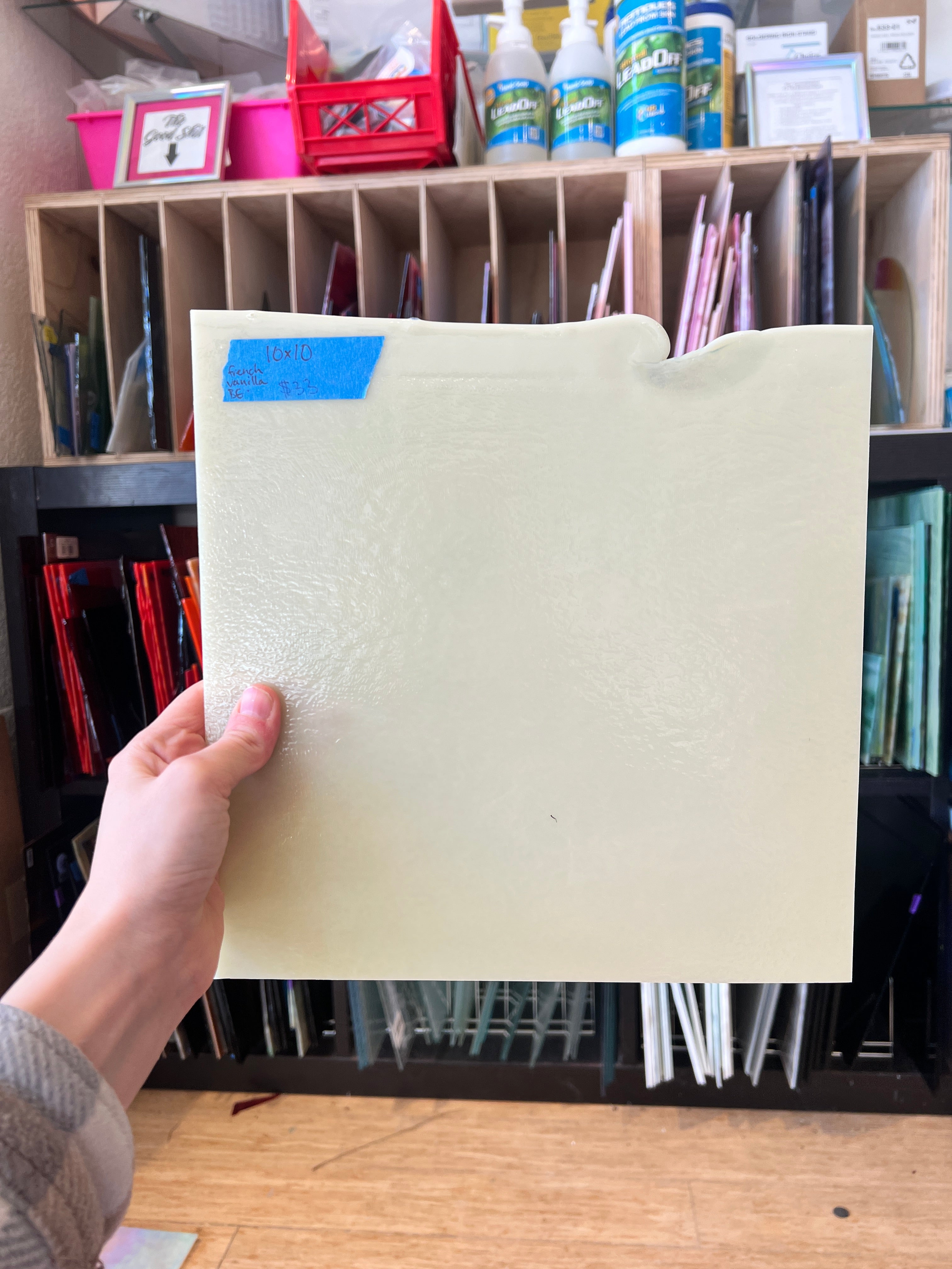 Bullseye French Vanilla 90 COE Sheet Glass Colorado Glassworks BE-FRENCHVAN (10x10in)