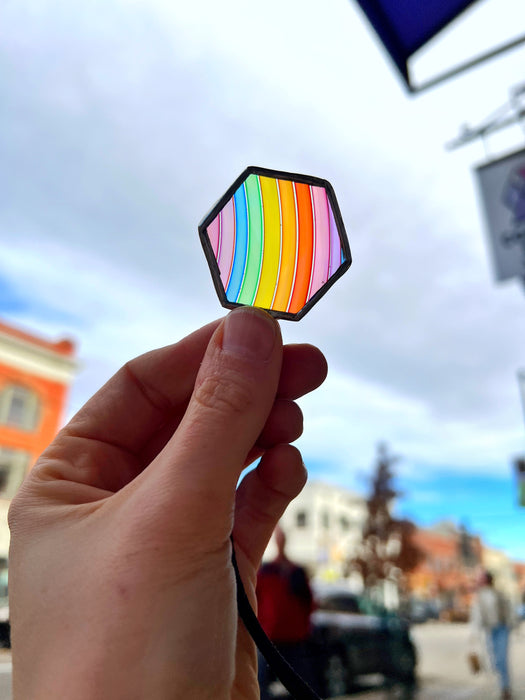 Rainbow Rondel Honeycomb Charms Finished Pieces Colorado Glassworks Charm 3