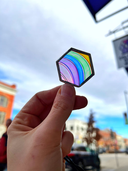 Rainbow Rondel Honeycomb Charms Finished Pieces Colorado Glassworks Charm 4