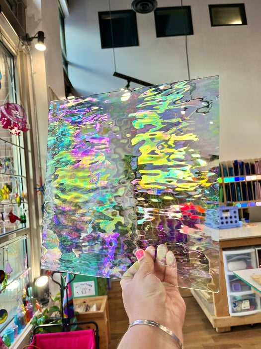 Vintage Clear Iridescent Waterglass Spectrum (S) Sheet Glass Colorado Glass Works