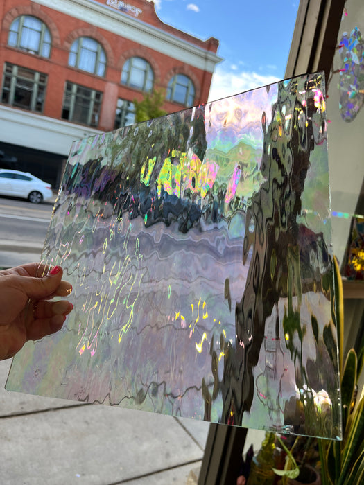 Vintage Clear Iridescent Waterglass Spectrum (S) Sheet Glass Colorado Glass Works