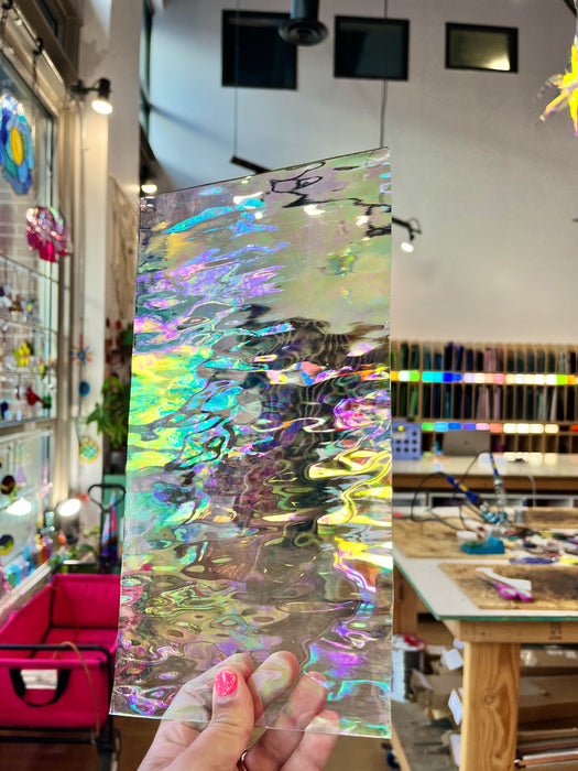 Vintage Clear Iridescent Waterglass Spectrum (S) Sheet Glass Colorado Glass Works
