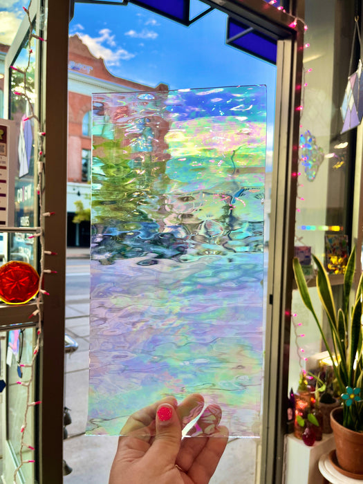 Vintage Clear Iridescent Waterglass Spectrum (S) Sheet Glass Colorado Glass Works