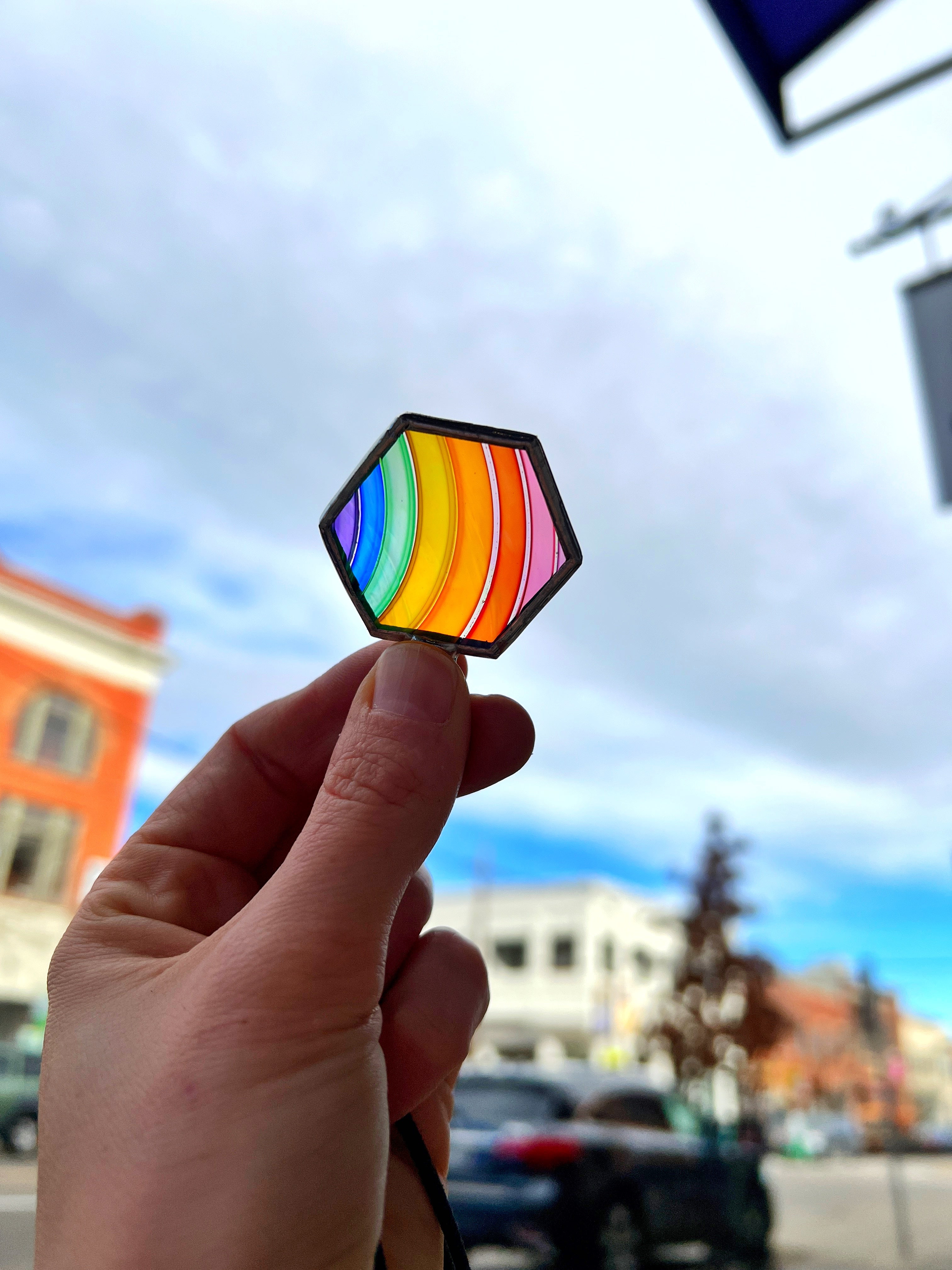 Rainbow Rondel Honeycomb Charms Finished Pieces Colorado Glassworks Charm 9