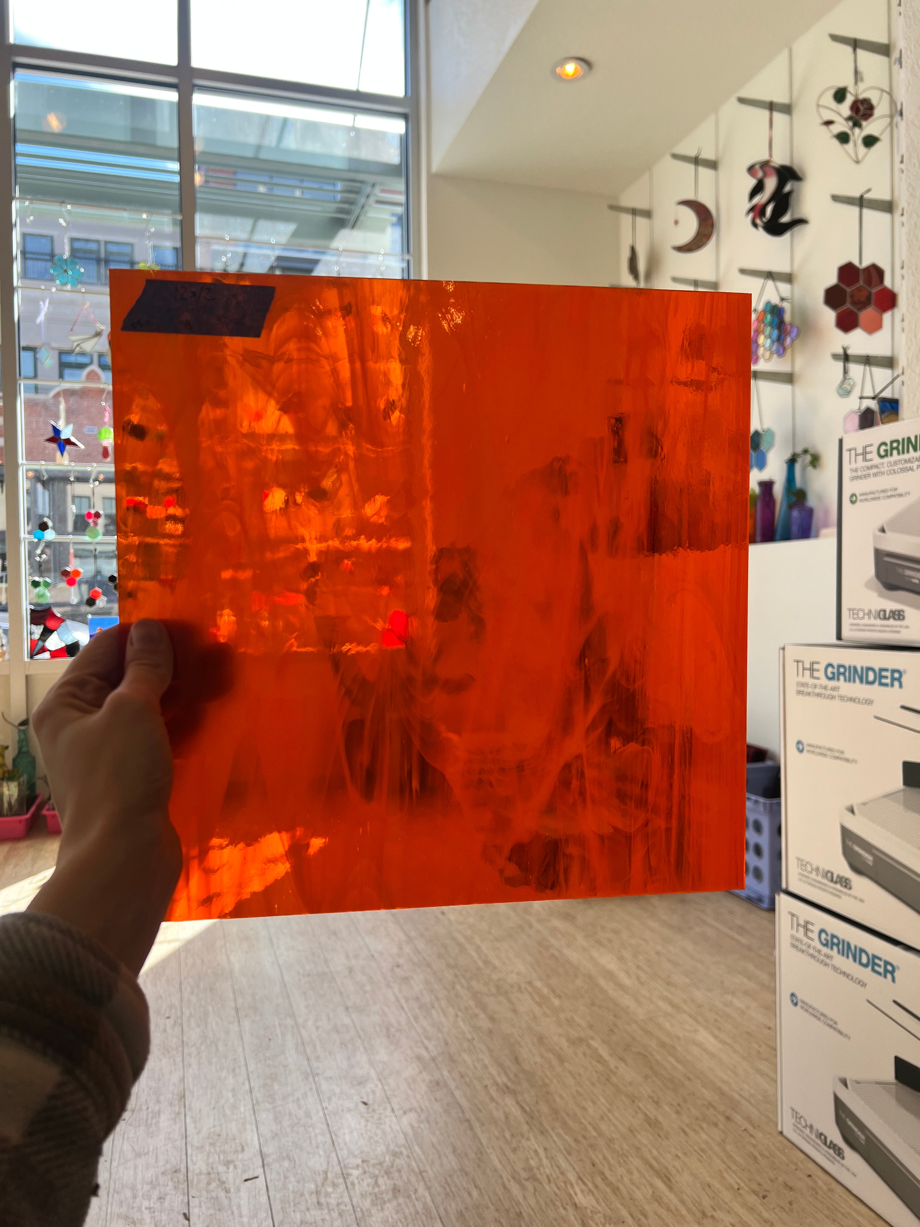Orange Wispy Fusible 96 COE Oceanside Sheet Glass Colorado Glassworks   