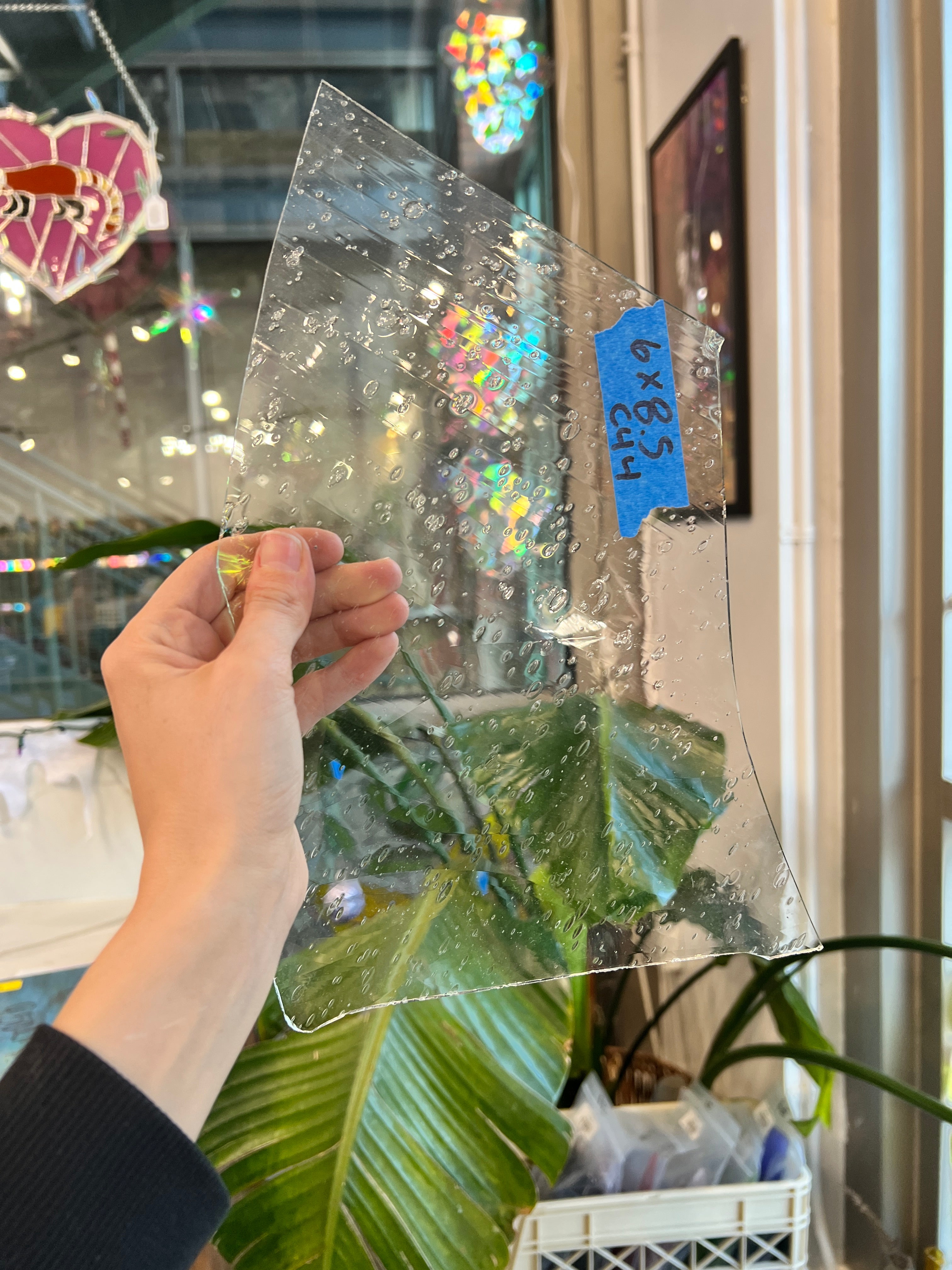 Clear Bubble Vintage Mouth Blown Glass Sheet Glass Colorado Glassworks