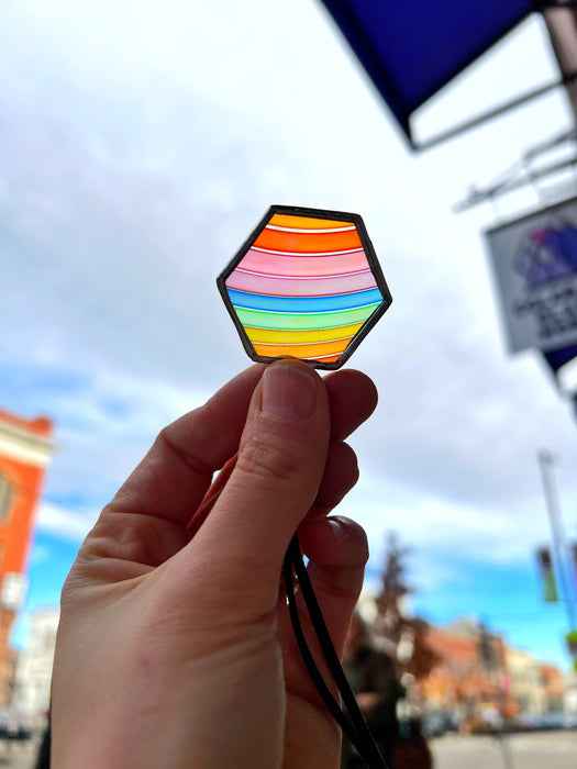 Rainbow Rondel Honeycomb Charms Finished Pieces Colorado Glassworks Charm 11