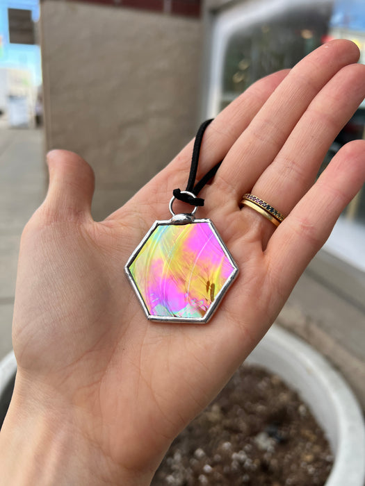 Rainbow Rondel Honeycomb Charms Finished Pieces Colorado Glassworks