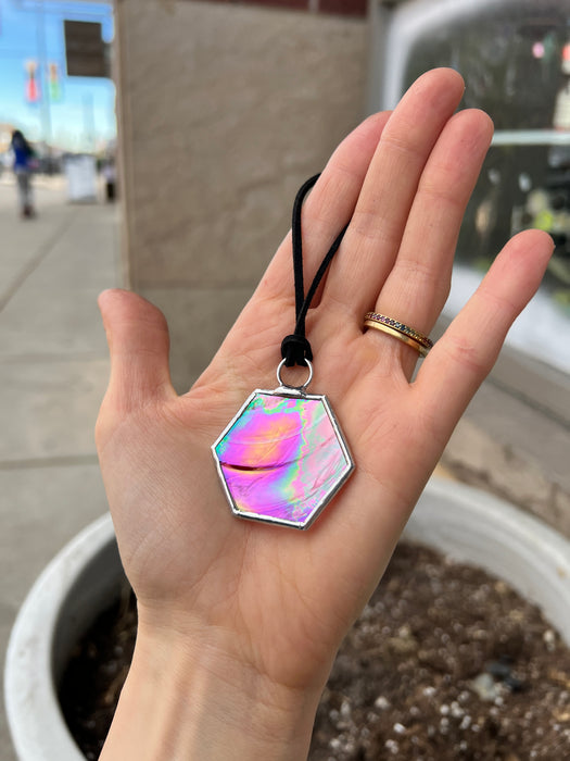 Rainbow Rondel Honeycomb Charms Finished Pieces Colorado Glassworks