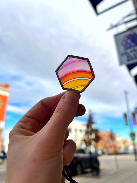 Rainbow Rondel Honeycomb Charms Finished Pieces Colorado Glassworks Charm 13