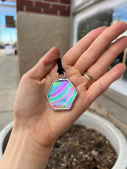 Rainbow Rondel Honeycomb Charms Finished Pieces Colorado Glassworks