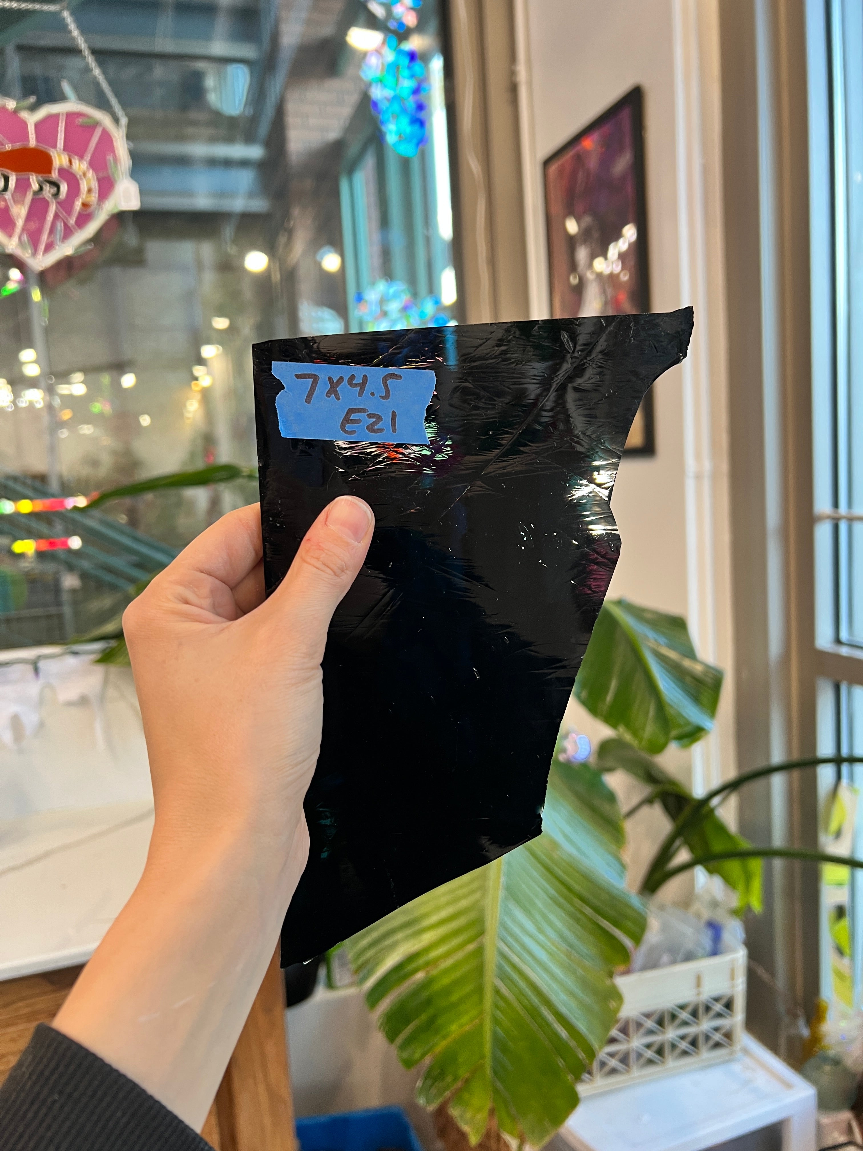 Dark Steel Blue Mouthblown GNA Sheet Glass Colorado Glassworks