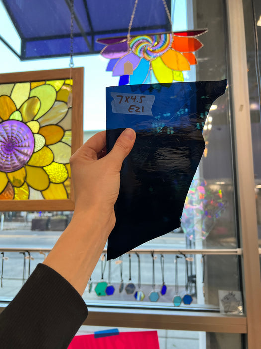 Dark Steel Blue Mouthblown GNA Sheet Glass Colorado Glassworks