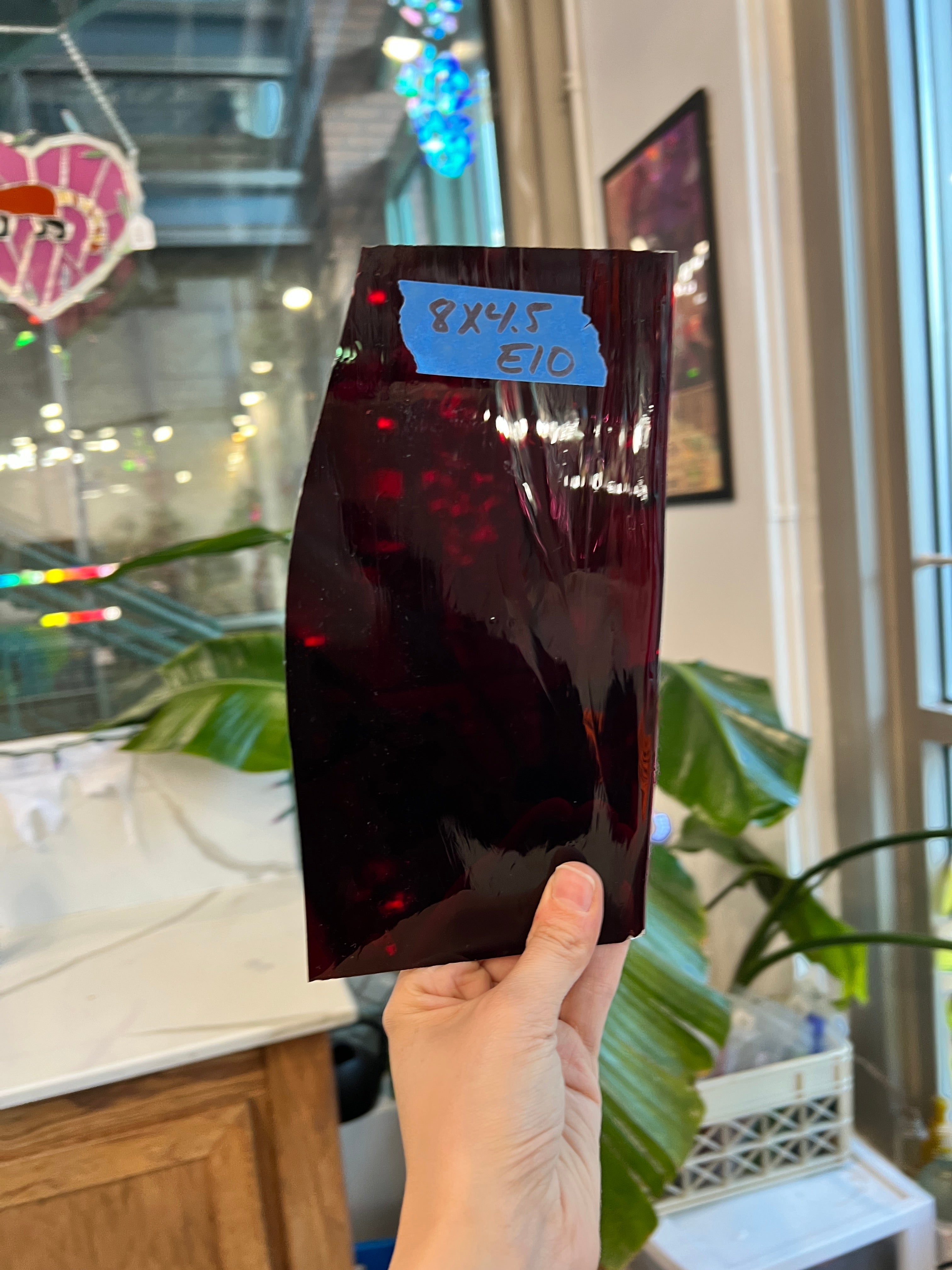 Red on Clear Mouth Blown Flash Glass Lamberts Sheet Glass Colorado Glassworks