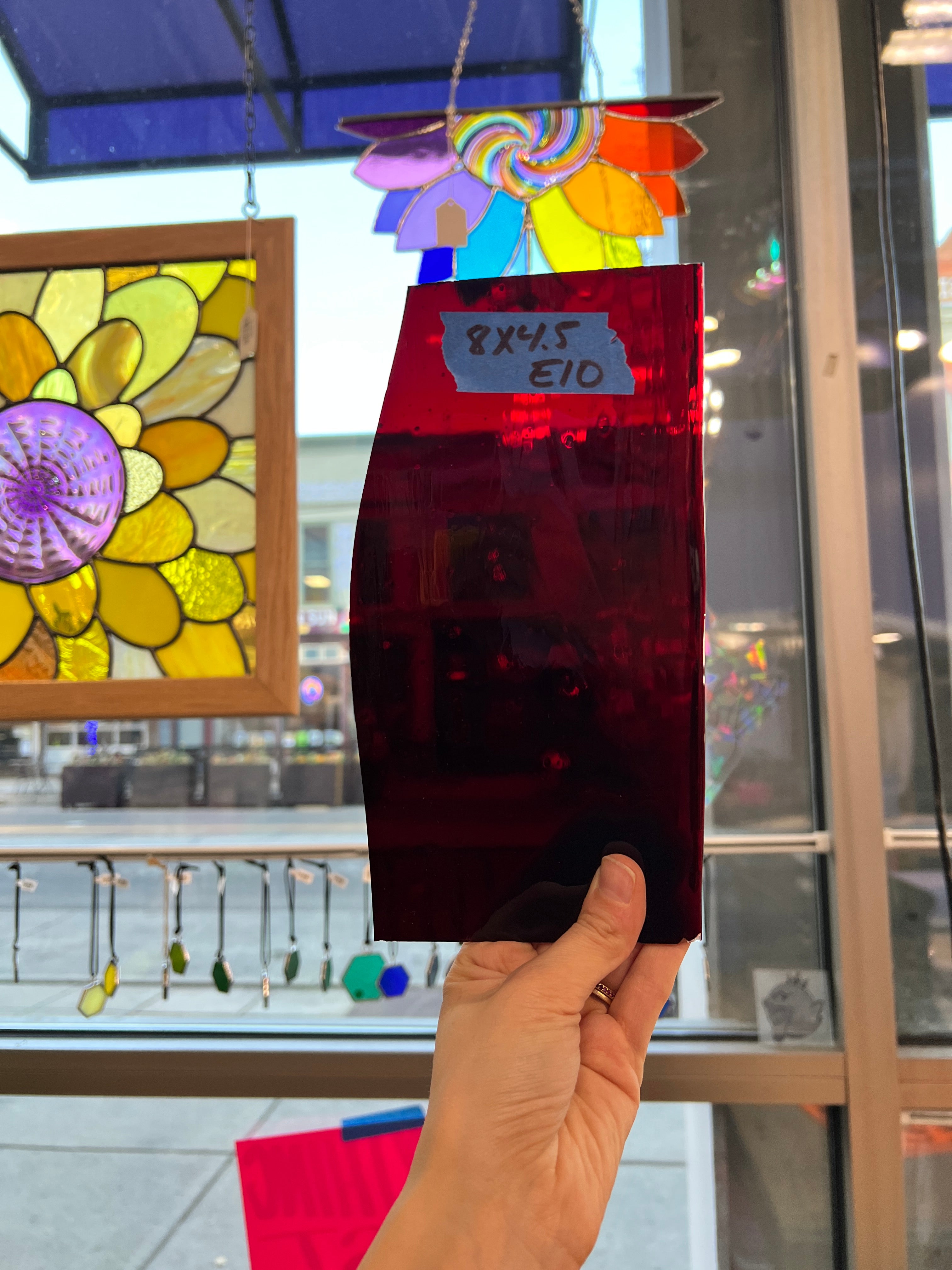 Red on Clear Mouth Blown Flash Glass Lamberts Sheet Glass Colorado Glassworks