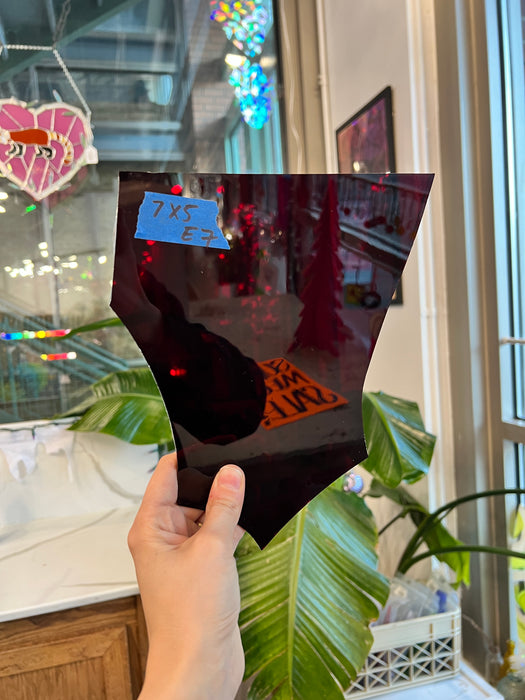 Dark Red Mouth Blown St Just Flash Glass on Clear Sheet Glass Colorado Glass Works