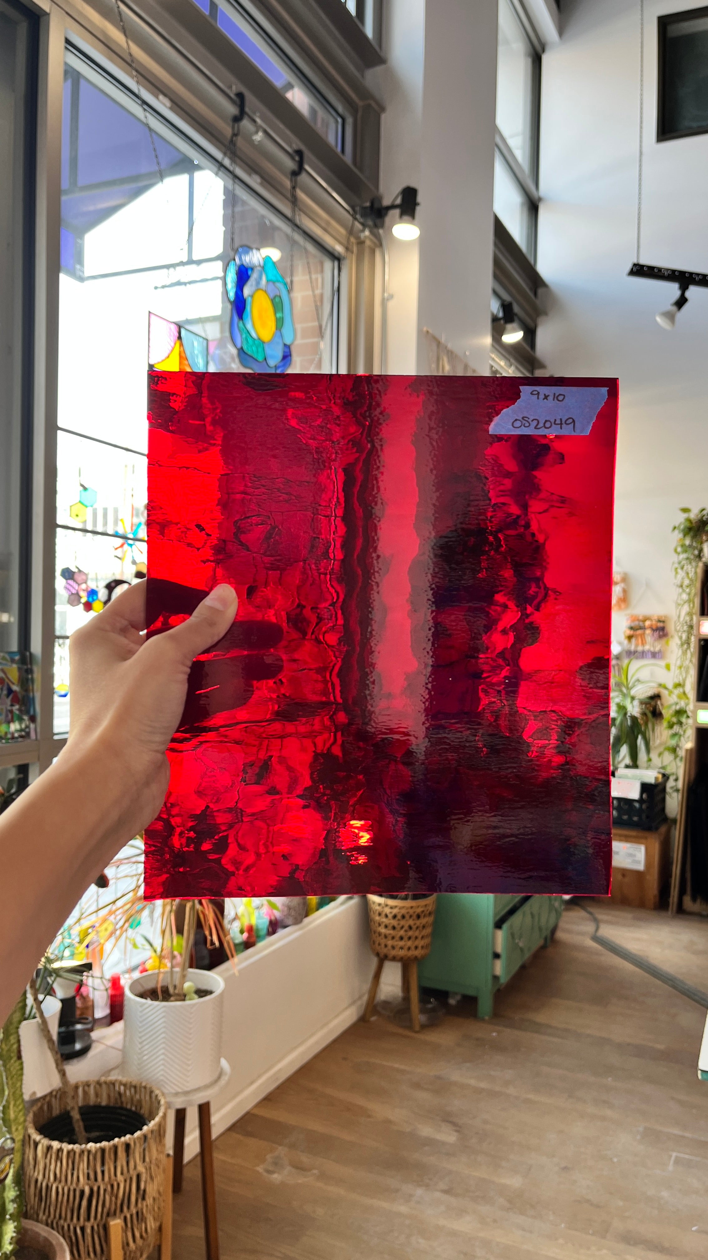 Red Transparent Waterglass Oceanside Fusible 96 COE Sheet Glass Colorado Glassworks OS2049 (9x10in)