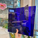 Dark Blue on Clear Flash Glass Mouth Blown Lamberts Sheet Glass Colorado Glassworks