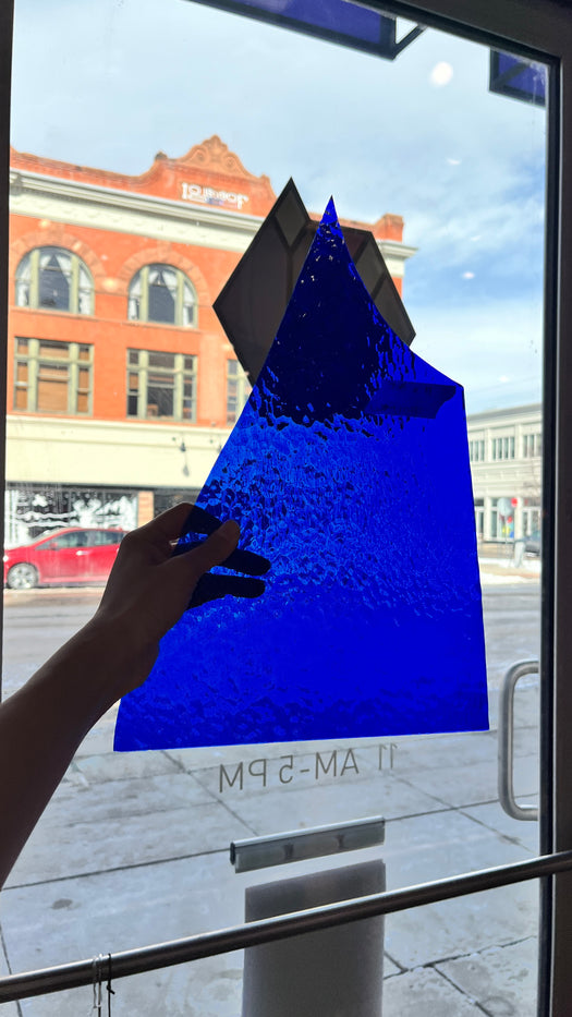 Blue Transparent Hammered Wissmach Sheet Glass Colorado Glassworks