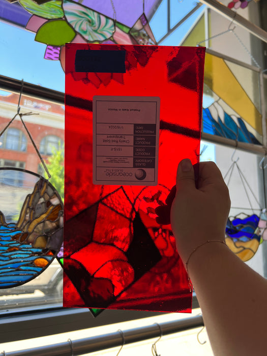 Cherry Red Transparent Oceanside Fusible 96 COE Sheet Glass Colorado Glassworks