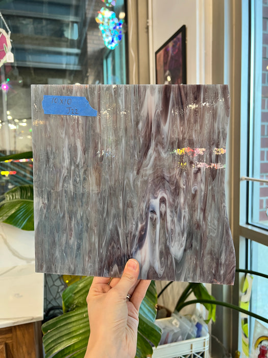 Vintage Gray Purple Wispy Armstrong Sheet Glass Colorado Glassworks J22 (10x10in)