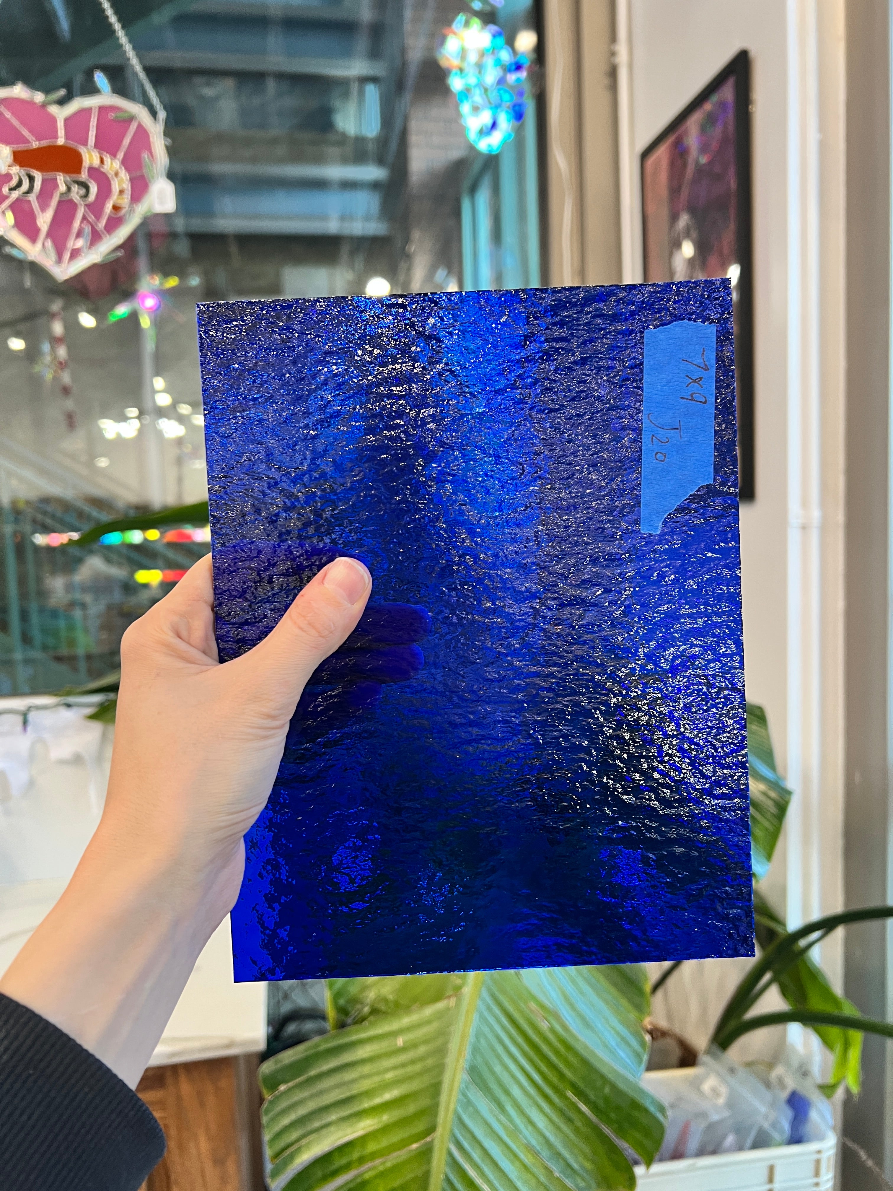 Dark Blue Spectrum Rough Roll Sheet Glass Colorado Glassworks J21 (9x8.5in)