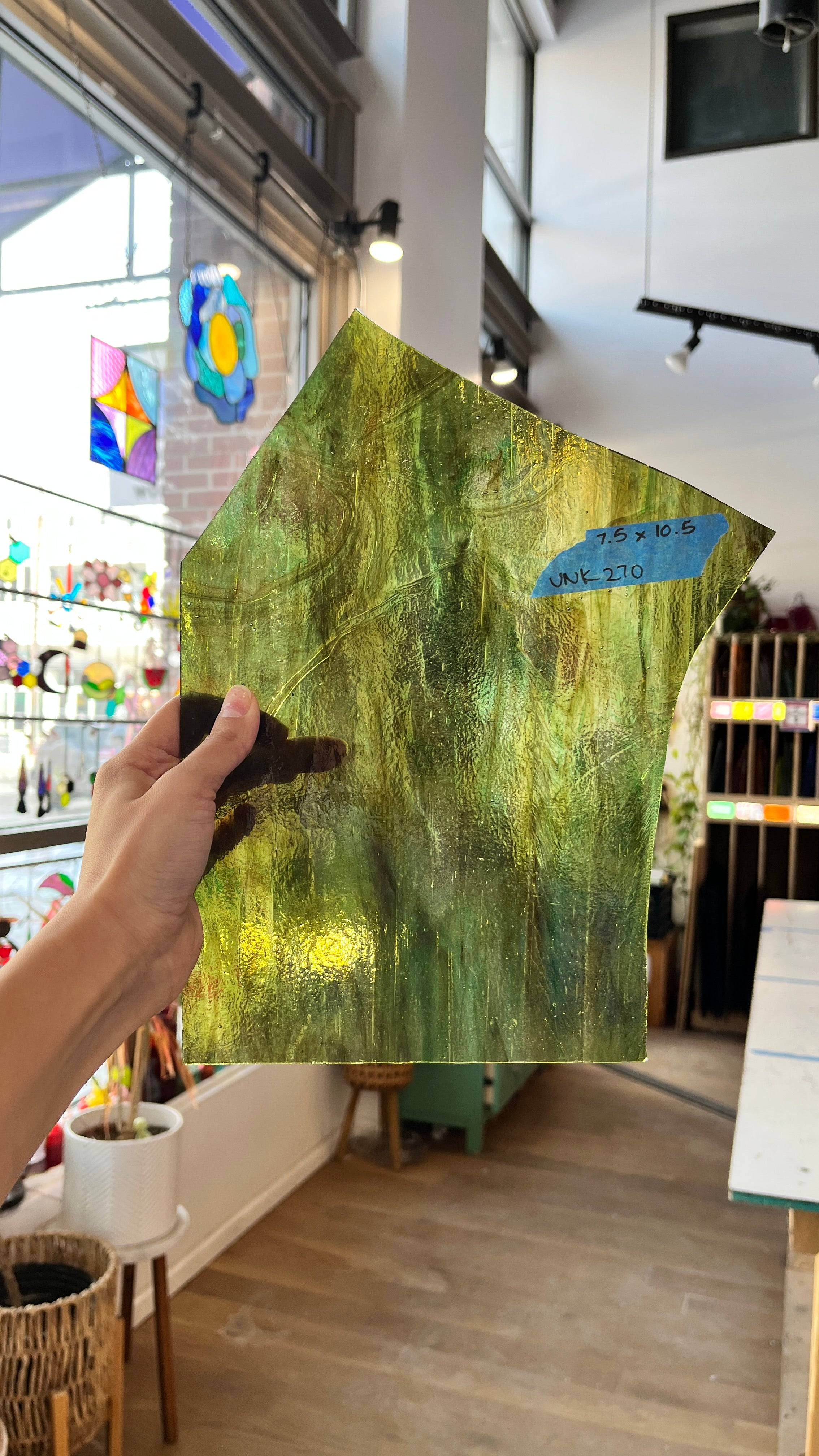 Vintage Green Brown Sheet Glass Colorado Glassworks