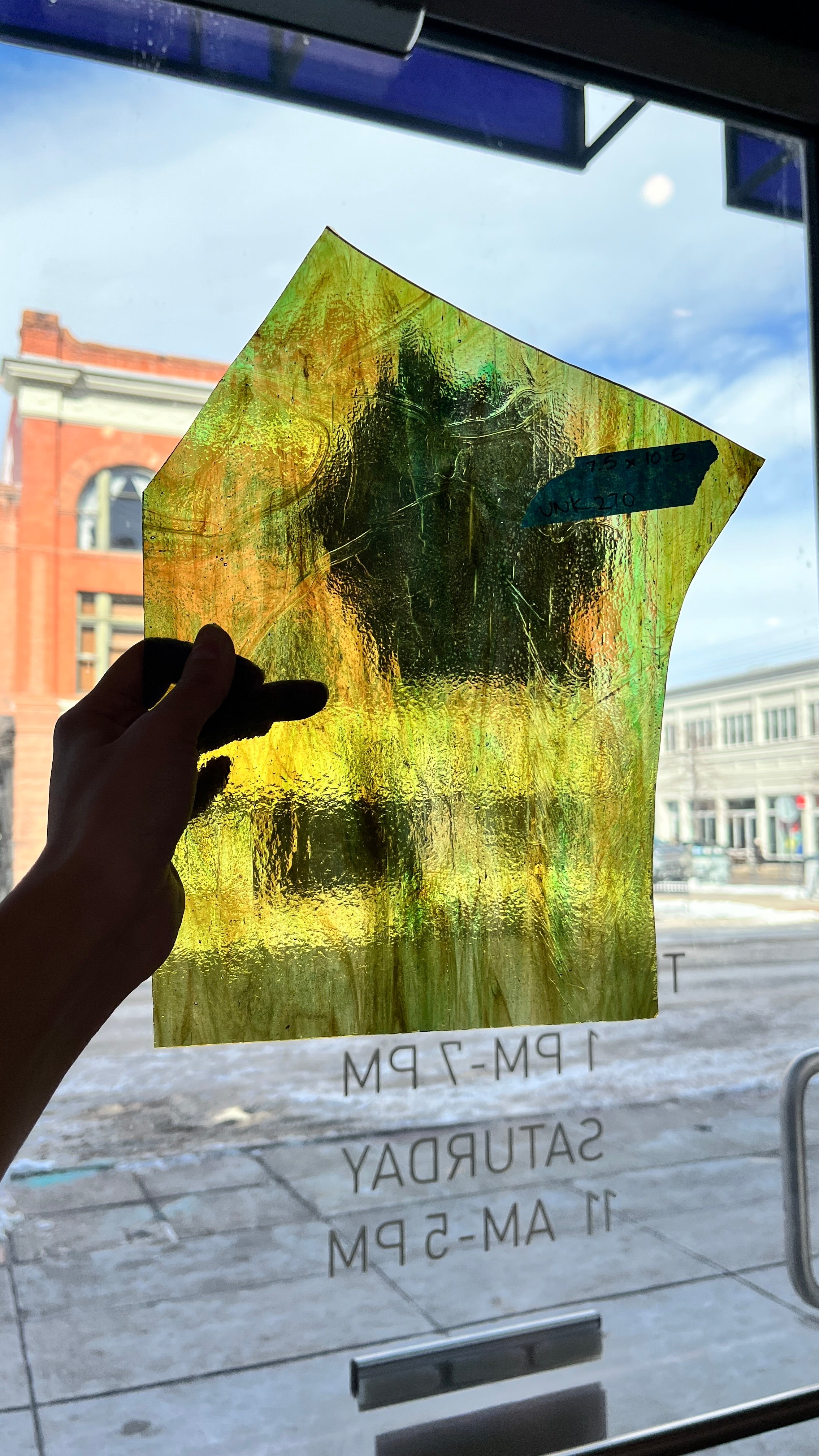 Vintage Green Brown Sheet Glass Colorado Glassworks