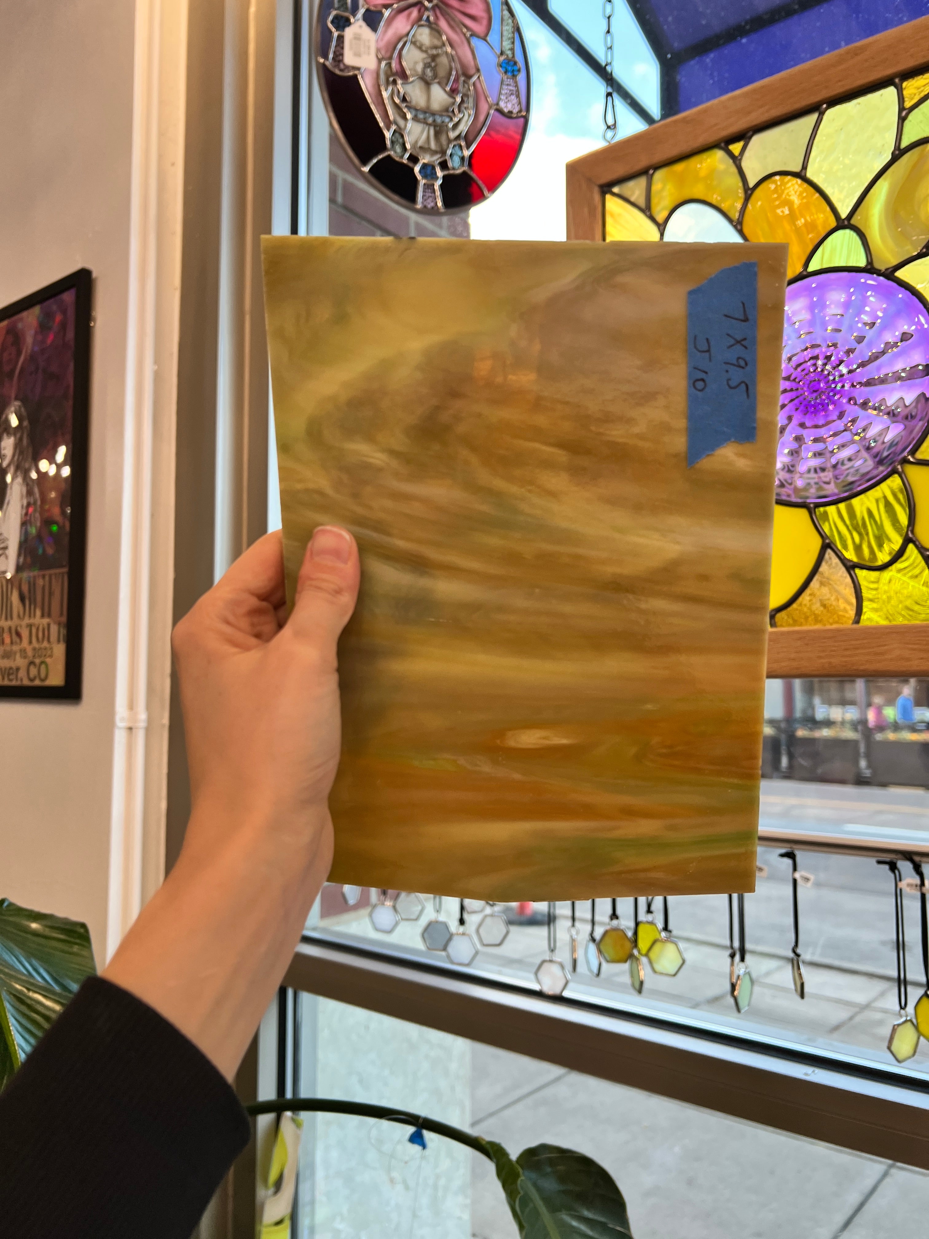 Brown Green Wispy Sheet Glass Colorado Glassworks