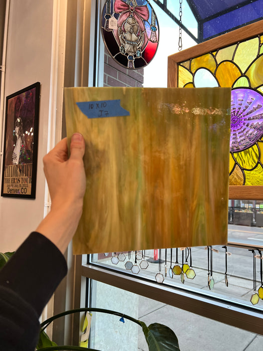 Brown Green Wispy Sheet Glass Colorado Glassworks