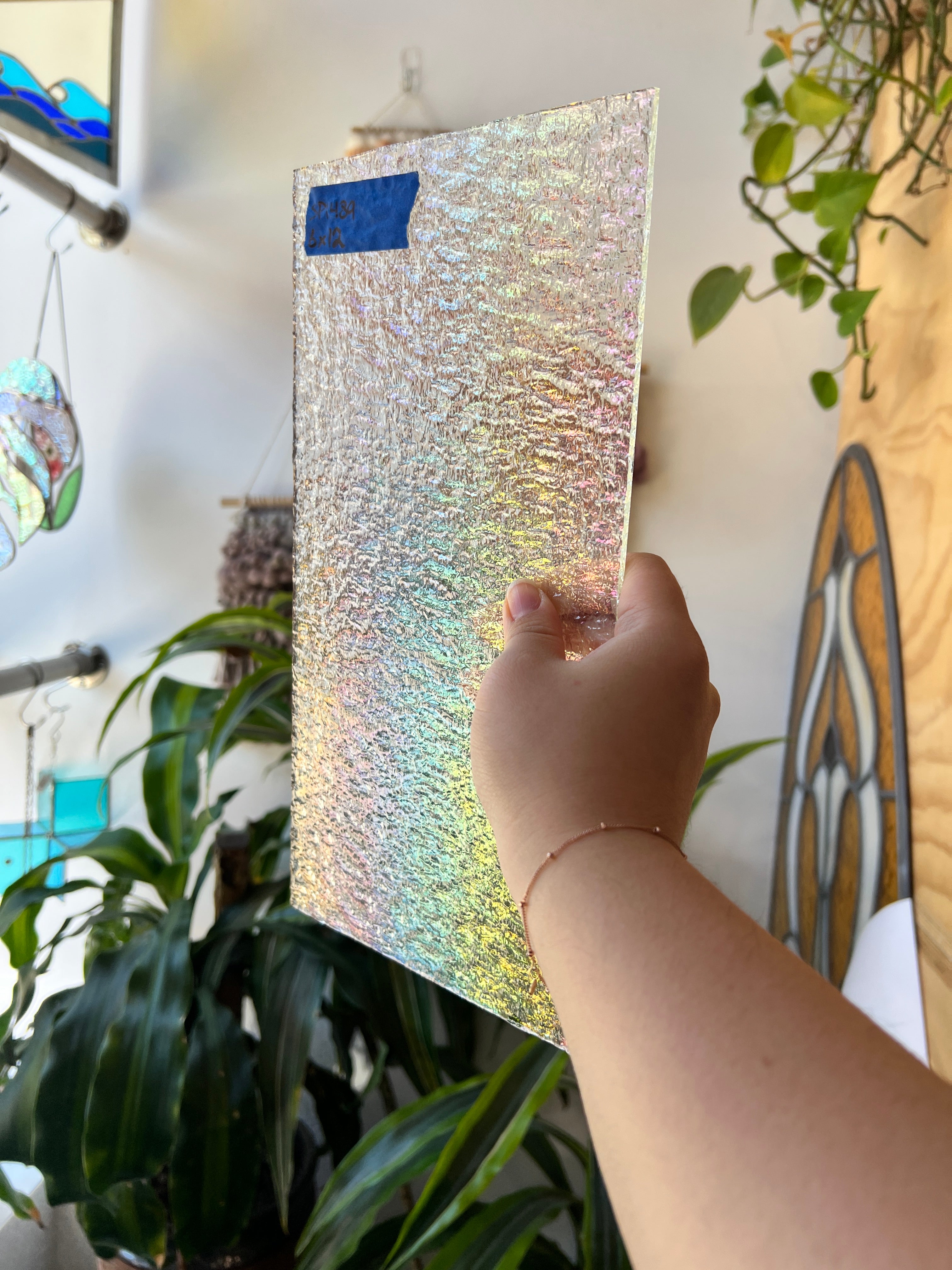 Vintage Iridescent Clear Granite Spectrum Sheet Glass Colorado Glass Works SP1489 (6x12in)
