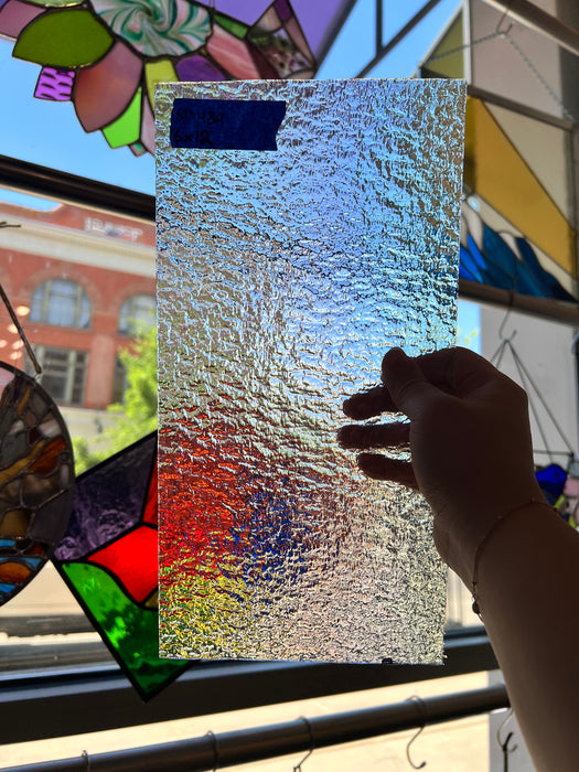 Vintage Iridescent Clear Granite Spectrum Sheet Glass Colorado Glass Works