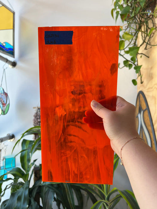 Orange Wispy Oceanside Sheet Glass Colorado Glassworks OS2134 (12x6in)