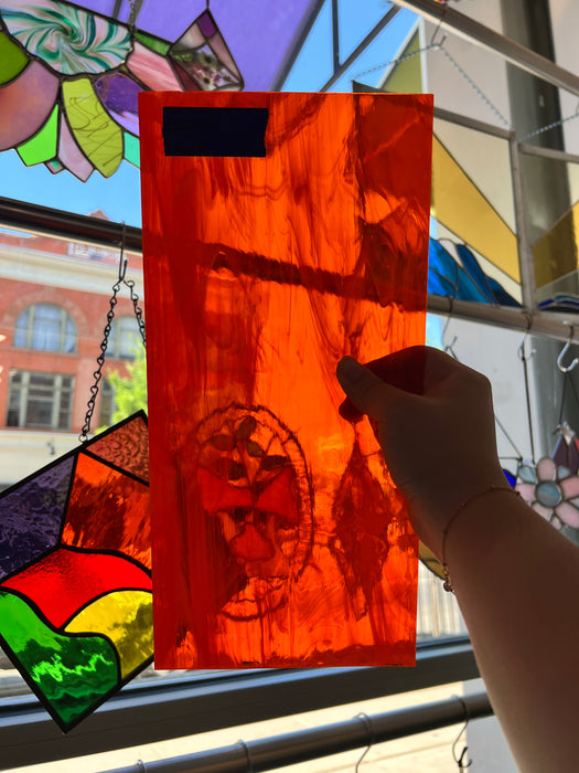 Orange Wispy Oceanside Sheet Glass Colorado Glassworks