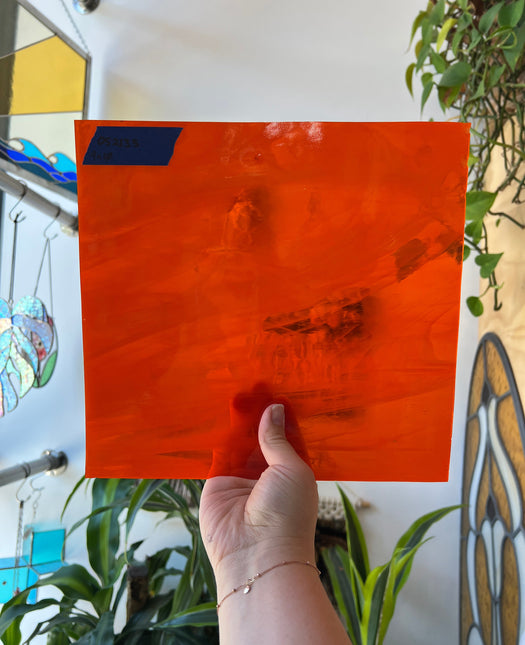 Orange Wispy Oceanside Sheet Glass Colorado Glassworks OS2135 (9x10in)