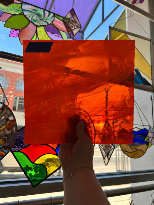 Orange Wispy Oceanside Sheet Glass Colorado Glassworks