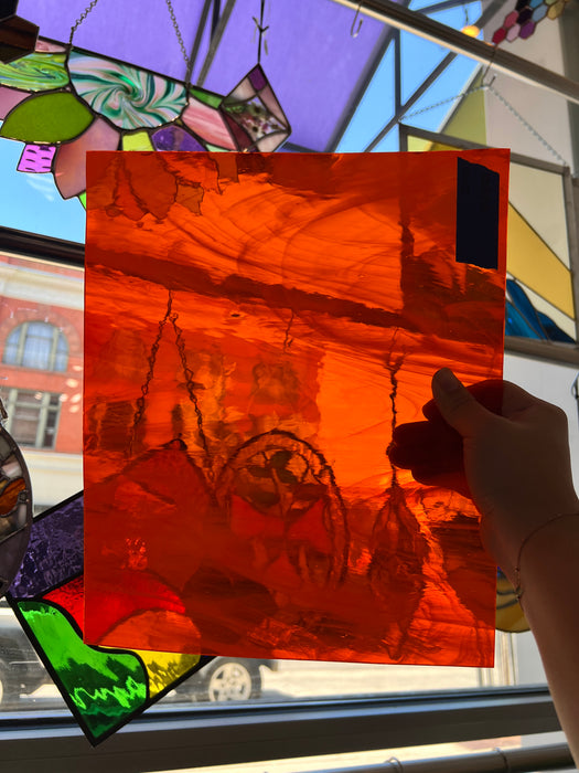 Orange Wispy Oceanside Sheet Glass Colorado Glassworks