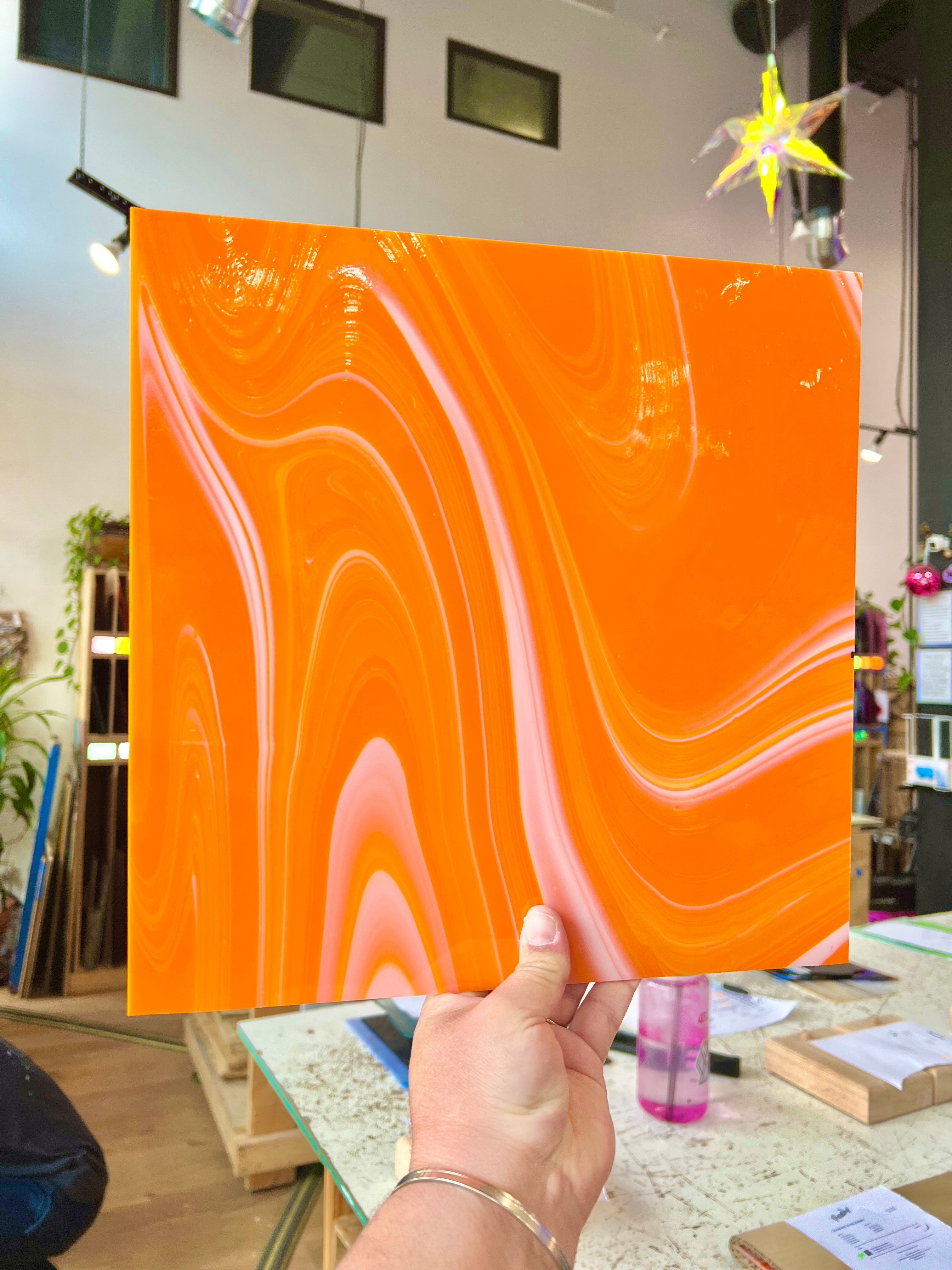 NEW Creamsicle Fuser Reserve Oceanside Fusible 96 COE (OGT FR98F) Sheet Glass Colorado Glass Works