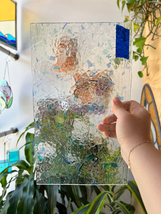 Clear Blue-Green-Confetti Choice Sheet Glass Colorado Glassworks CH79 (7x12in)