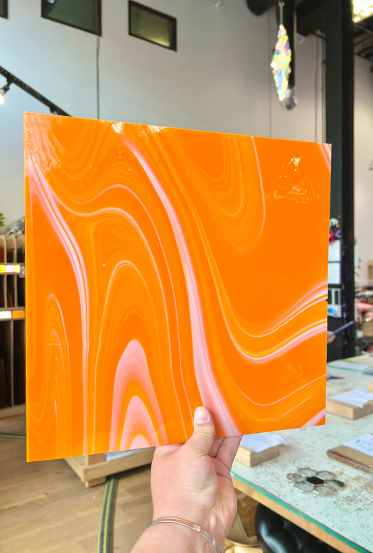 NEW Creamsicle Fuser Reserve Oceanside Fusible 96 COE (OGT FR98F) Sheet Glass Colorado Glass Works