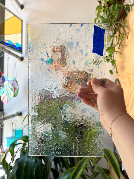 Clear Blue-Green-Confetti Choice Sheet Glass Colorado Glassworks CH80 (7x12in)