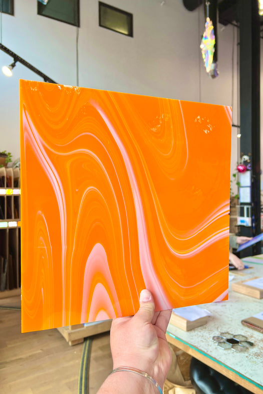 NEW Creamsicle Fuser Reserve Oceanside Fusible 96 COE (OGT FR98F) Sheet Glass Colorado Glass Works