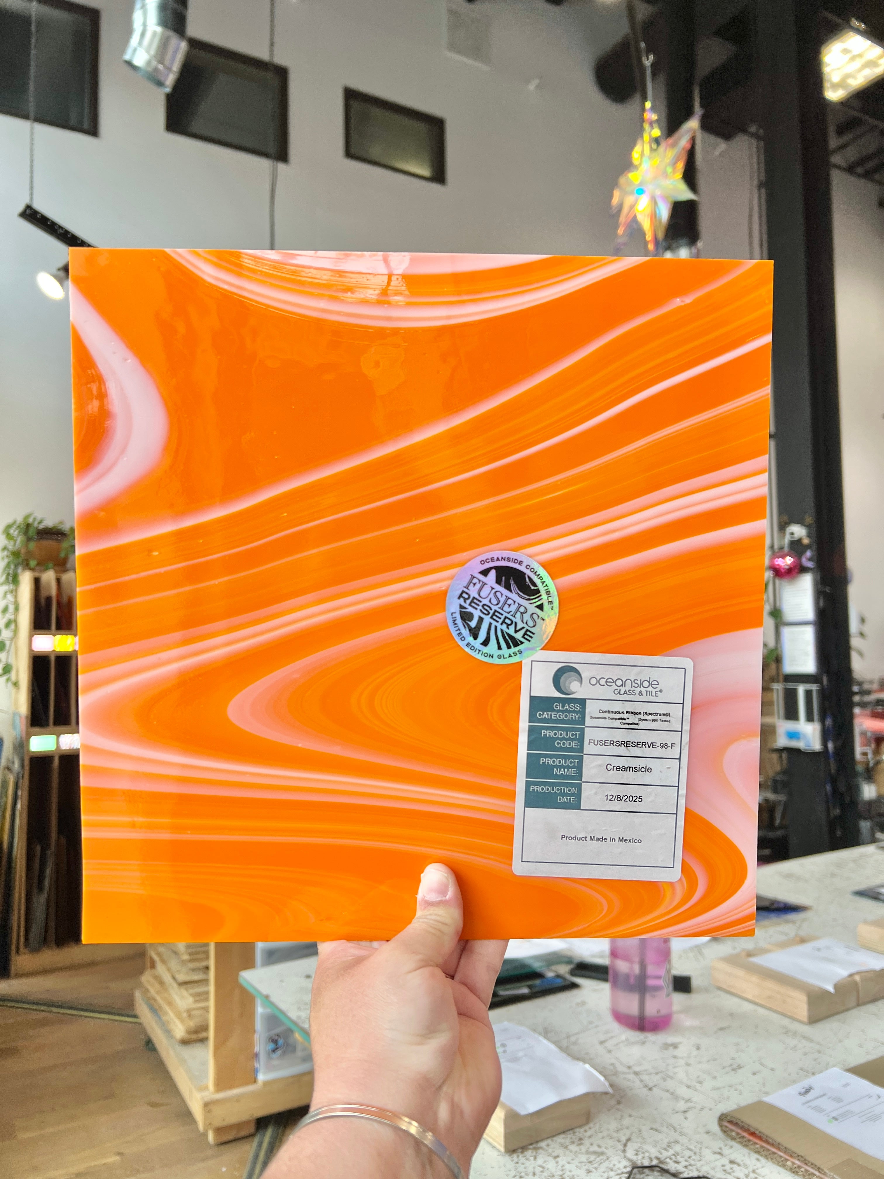NEW Creamsicle Fuser Reserve Oceanside Fusible 96 COE (OGT FR98F) Sheet Glass Colorado Glass Works
