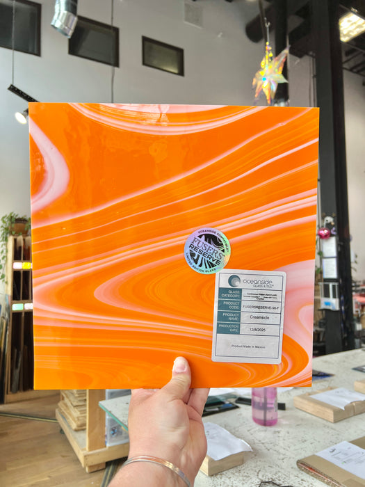 NEW Creamsicle Fuser Reserve Oceanside Fusible 96 COE (OGT FR98F) Sheet Glass Colorado Glass Works