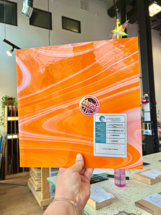 NEW Creamsicle Fuser Reserve Oceanside Fusible 96 COE (OGT FR98F) Sheet Glass Colorado Glass Works
